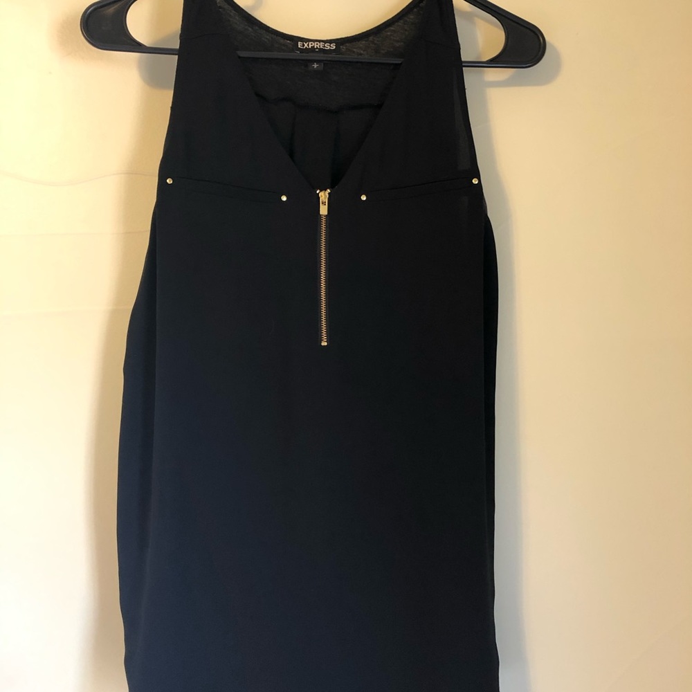 Express Black Front Zip Tank